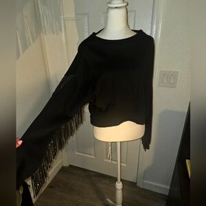 Zara black shade sweatshirt with tassels with crystals detailing. Size M